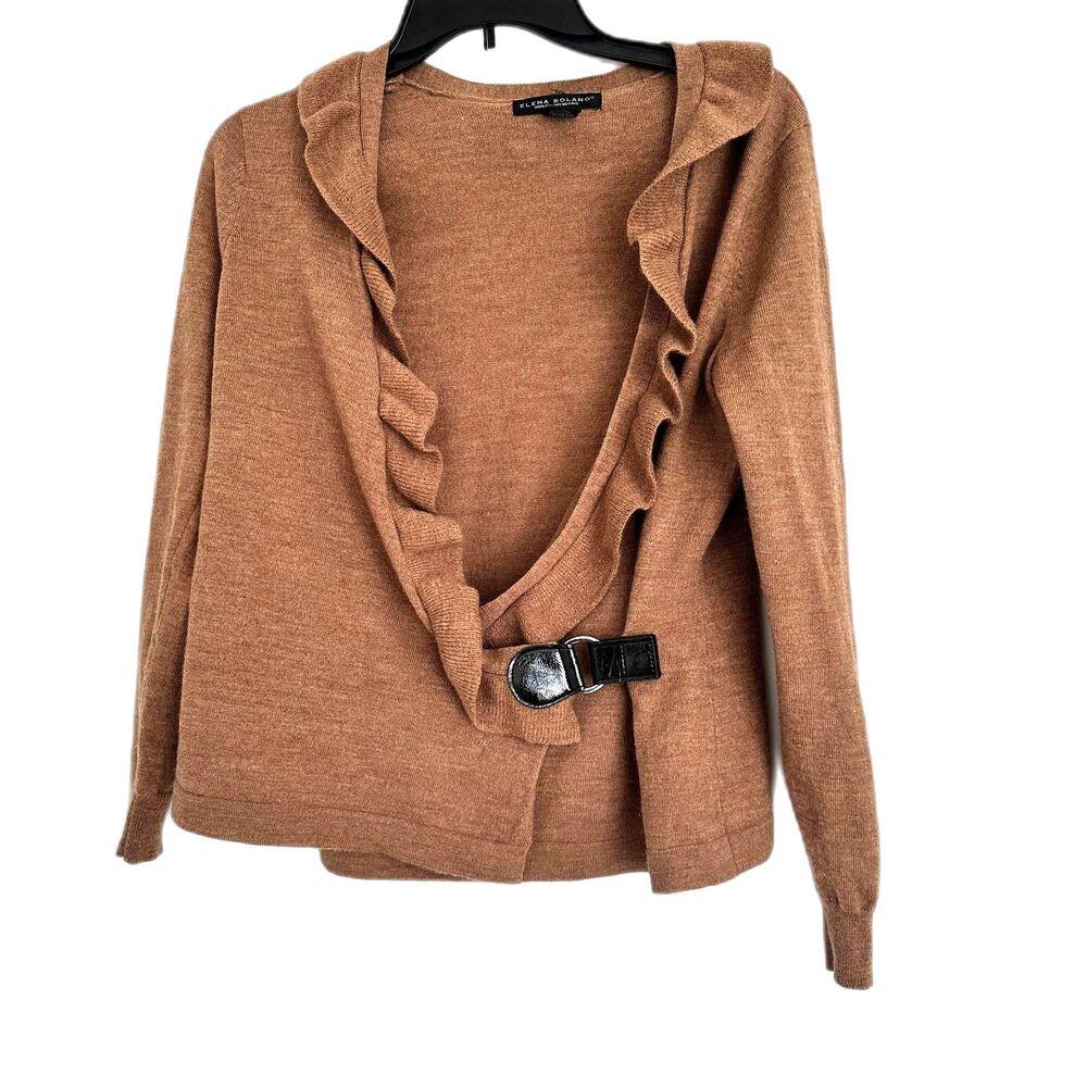 Elena Solano 100% Italian Merino Wool Wrap Sweater Size Small